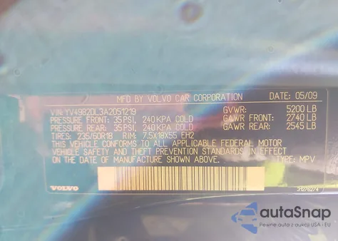 2010 Volvo Xc60 3.2 from USA, damaged, VIN YV4982DL3A2051219